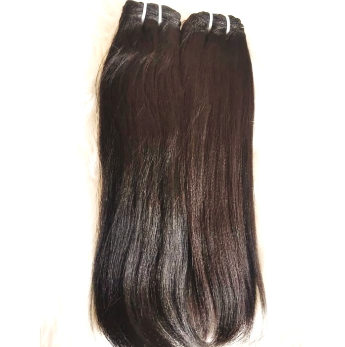MG Hair Double Drawn Machine Weft Hair Extension – Yaki Straight, Natural Brown, 16" - Premium Indian Human Hair Extensions Wholesale Supplier