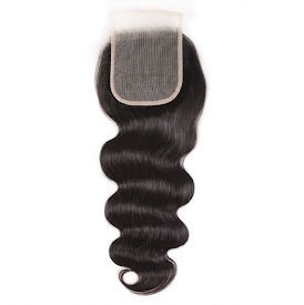 MG Hair HD 4x4 Lace Closure – Ocea Wave, #1 Jet Black, 16" - Premium Indian Human Hair Extensions Wholesale Supplier