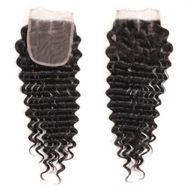 MG Hair 4x4 Lace Closure – Deep Curly, 1B Natural Black, 18" - Premium Indian Human Hair Extensions Wholesale Supplier