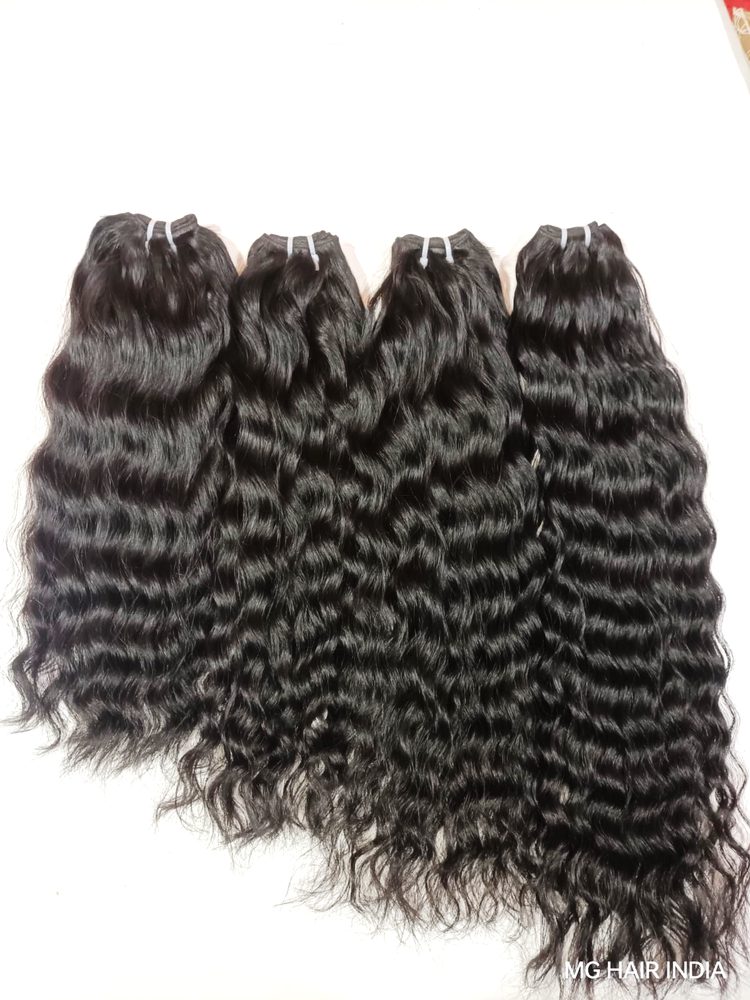 MG Hair Machine Weft Hair Extension – Big Curly, 1B Natural Black, 24" - Premium Indian Human Hair Extensions Wholesale Supplier