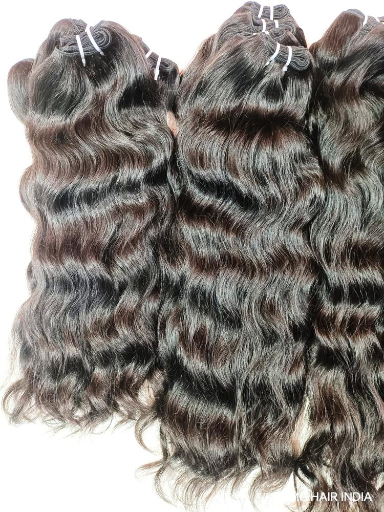 MG Hair Machine Weft Hair Extension – Raw Big Curly, 1B Natural Black, 16" - Premium Indian Human Hair Extensions Wholesale Supplier