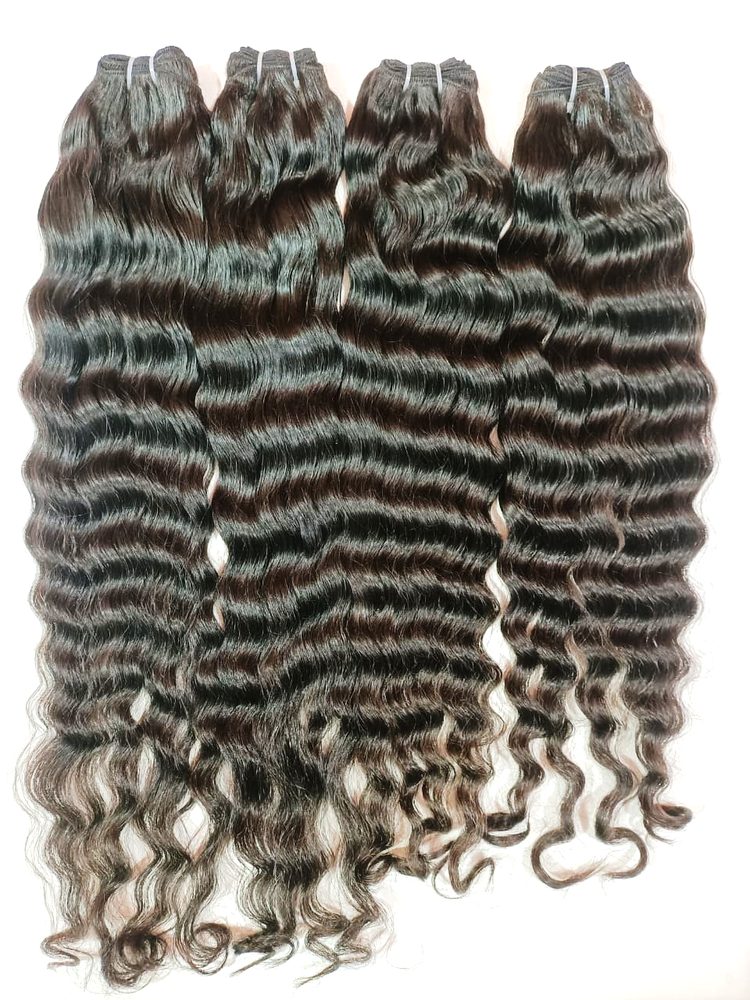 MG Hair Machine Weft Hair Extension – Deep Water Wave, Natural Color, 24" - Premium Indian Human Hair Extensions Wholesale Supplier