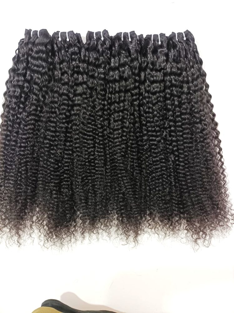 MG Hair Machine Weft Hair Extension – Kinky Curly, 1B Natural Black, 30" - Premium Indian Human Hair Extensions Wholesale Supplier
