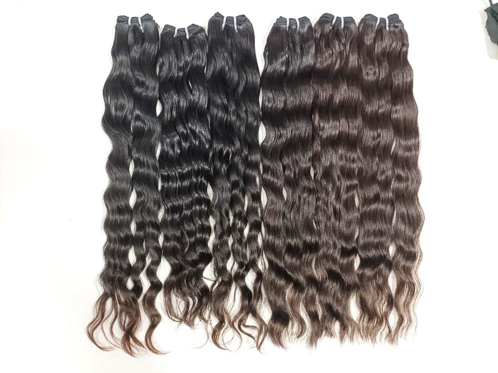 MG Hair Machine Weft Hair Extension – Raw Curly, 1B Natural Black, 24" - Premium Indian Human Hair Extensions Wholesale Supplier