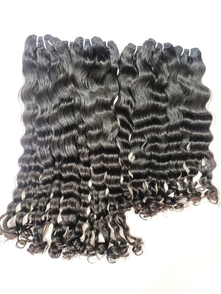 MG Hair Machine Weft Hair Extension – Wave & Half Curly, 1B Natural Black, 18" - Premium Indian Human Hair Extensions Wholesale Supplier