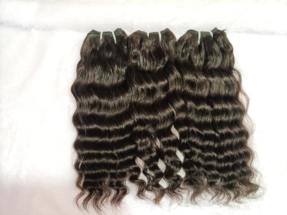 MG Hair Machine Weft Hair Extension – Natural Curly, Natural Color, 18" - Premium Indian Human Hair Extensions Wholesale Supplier