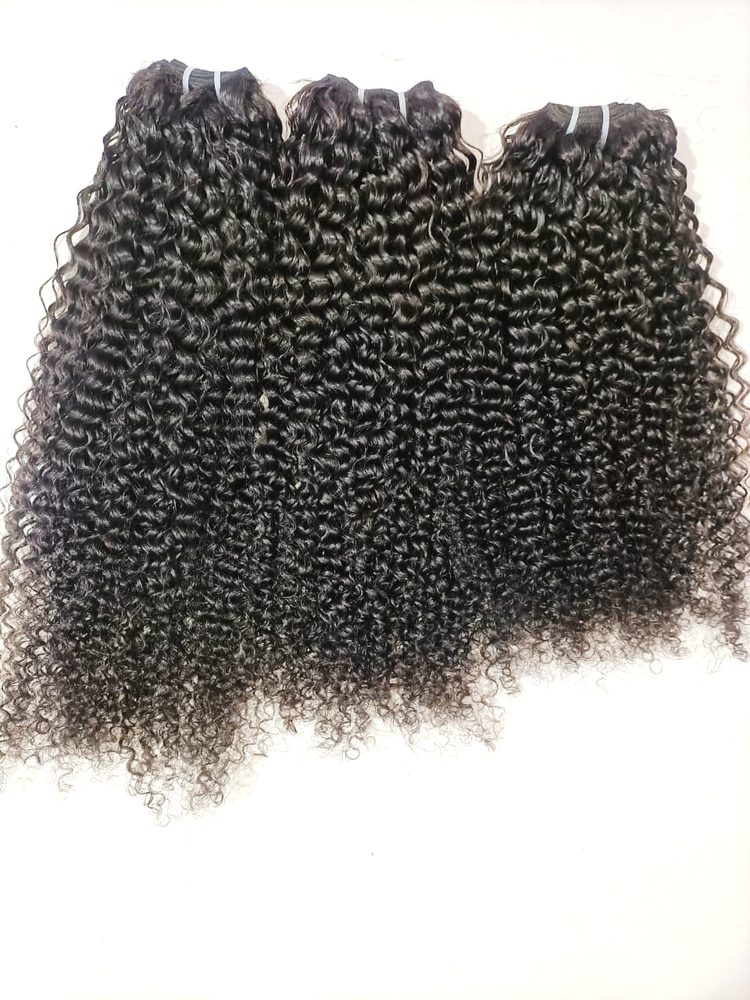 MG Hair Machine Weft Hair Extension – Tight Kinky Curly, 1B Natural Black, 24" - Premium Indian Human Hair Extensions Wholesale Supplier