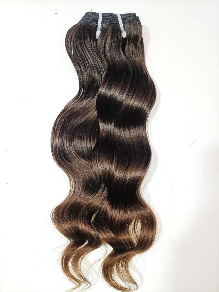 MG Hair Machine Weft Hair Extension – Natural Wavy, Natural Brown, 14" - Premium Indian Human Hair Extensions Wholesale Supplier