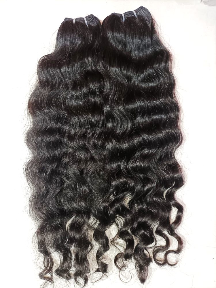MG Hair Machine Weft Hair Extension – Raw Curly, 1B Natural Black, 24" - Premium Indian Human Hair Extensions Wholesale Supplier