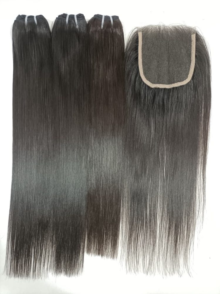 MG Hair Machine Weft Hair Extension – Straight, Natural Color, 26" - Premium Indian Human Hair Extensions Wholesale Supplier