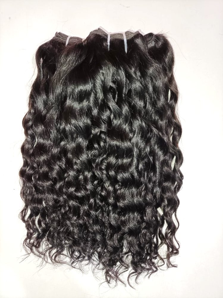 MG Hair Machine Weft Hair Extension – Fumi Curly, Natural Color, 18" - Premium Indian Human Hair Extensions Wholesale Supplier