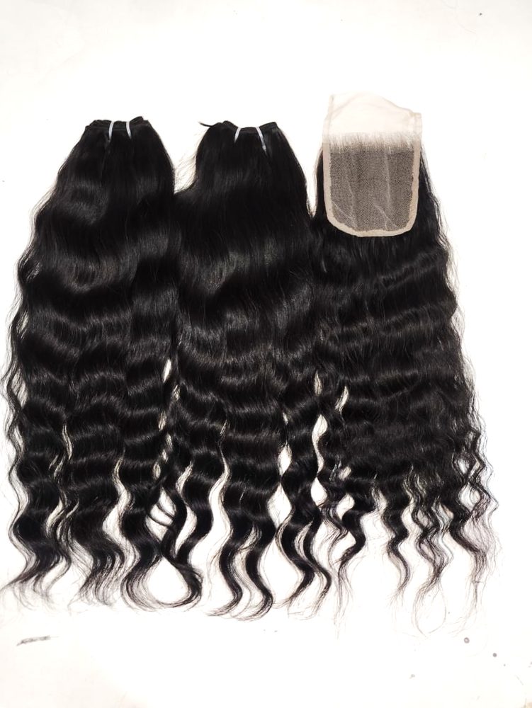 MG Hair Machine Weft Hair Extension – Raw Wavy, 1B Natural Black, 18" - Premium Indian Human Hair Extensions Wholesale Supplier