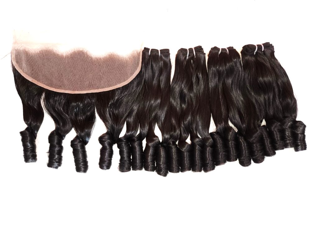 MG Hair Machine Weft Hair Extension – Bouncy Fumi Curly, Natural Black, 26" - Premium Indian Human Hair Extensions Wholesale Supplier