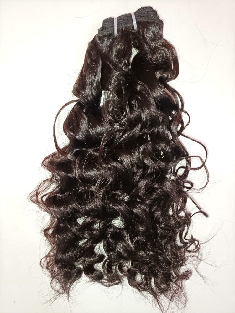 MG Hair Machine Weft Hair Extension – Bouncy Curly, 1B Natural Black, 28" - Premium Indian Human Hair Extensions Wholesale Supplier