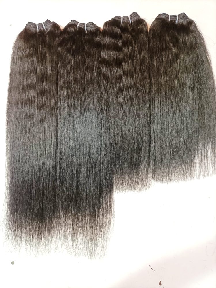 MG Hair Machine Weft Hair Extension – Kinky Straight, Natural Color, 28" - Premium Indian Human Hair Extensions Wholesale Supplier
