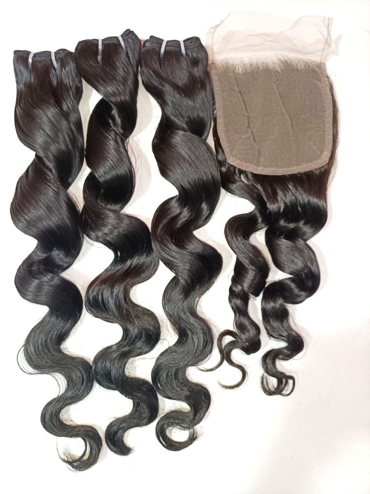 MG Hair Machine Weft Hair Extension – Loose Body Wave, 1B Natural Black, 26" - Premium Indian Human Hair Extensions Wholesale Supplier