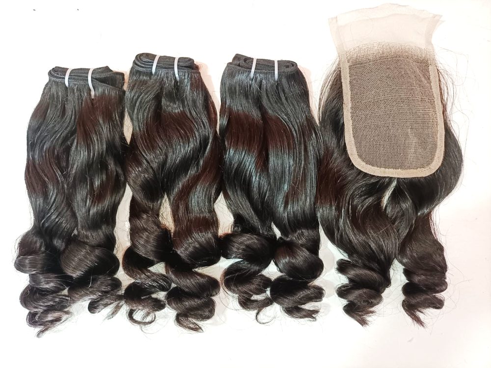 MG Hair Machine Weft Hair Extension – Bouncy Curly, 1B Natural Black, 16" - Premium Indian Human Hair Extensions Wholesale Supplier