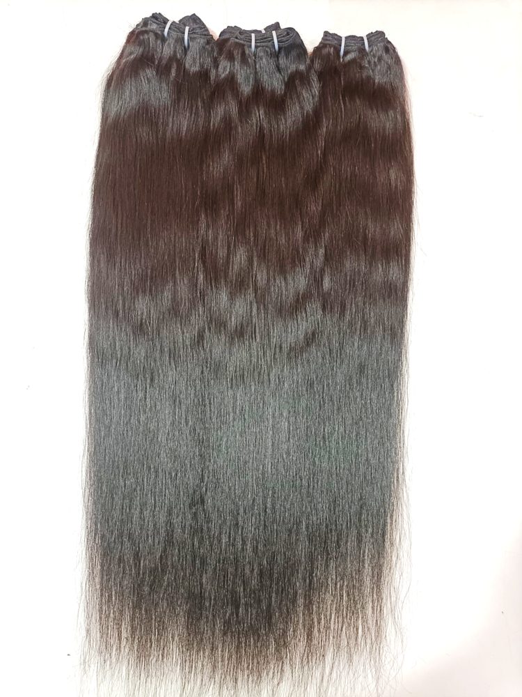 MG Hair Machine Weft Hair Extension – Yaki Straight, Natural Brown, 30" - Premium Indian Human Hair Extensions Wholesale Supplier