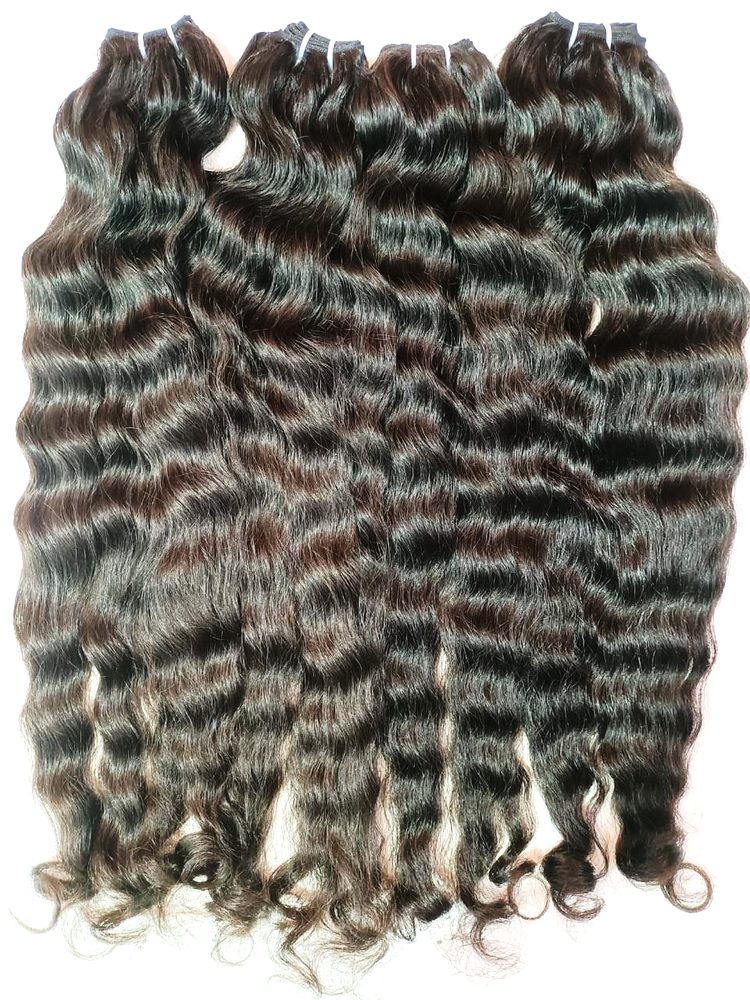 MG Hair Machine Weft Hair Extension – Raw Curly, Natural Color, 22" - Premium Indian Human Hair Extensions Wholesale Supplier