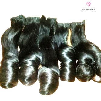 MG Hair Machine Weft Hair Extension – Fumi Curly, Natural Brown, 16" - Premium Indian Human Hair Extensions Wholesale Supplier