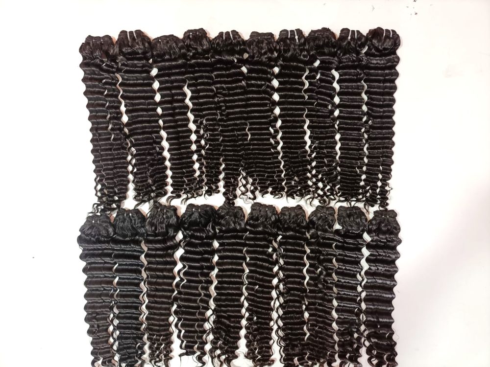 MG Hair Machine Weft Hair Extension – Super Deep Curly, Natural Color, 28" - Premium Indian Human Hair Extensions Wholesale Supplier