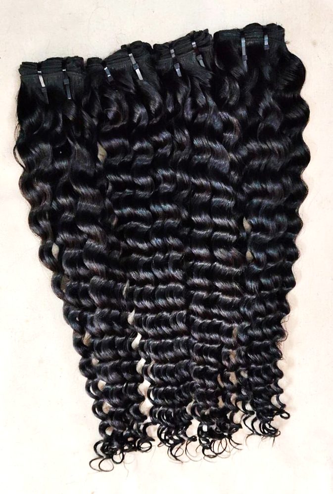 MG Hair Machine Weft Hair Extension – Deep Curly, 1B Natural Black, 22" - Premium Indian Human Hair Extensions Wholesale Supplier