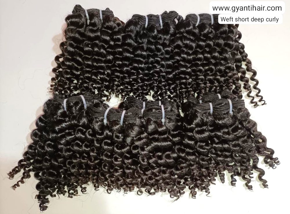 MG Hair Machine Weft Hair Extension – Crochet Deep Curly, 1B Natural Black, 10" - Premium Indian Human Hair Extensions Wholesale Supplier