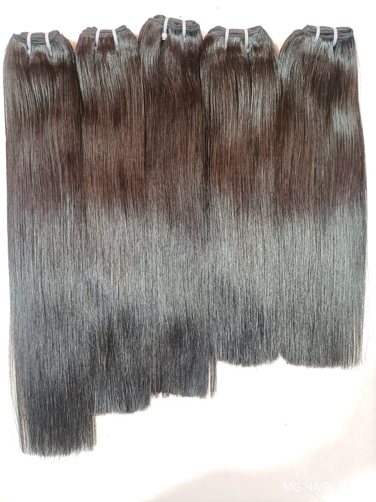 MG Hair Double Drawn Machine Weft Hair Extension – Bone Straight, Natural Color, 20" - Premium Indian Human Hair Extensions Wholesale Supplier