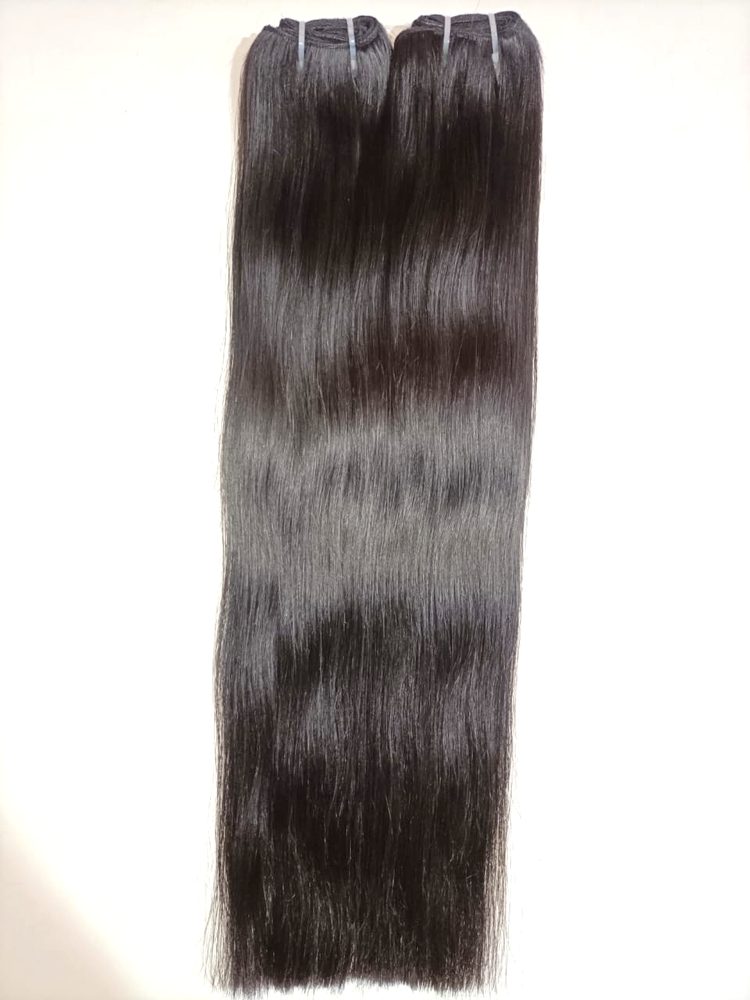 MG Hair Double Drawn Machine Weft Hair Extension – Silky Straight, 1B Natural Black, 22" - Premium Indian Human Hair Extensions Wholesale Supplier