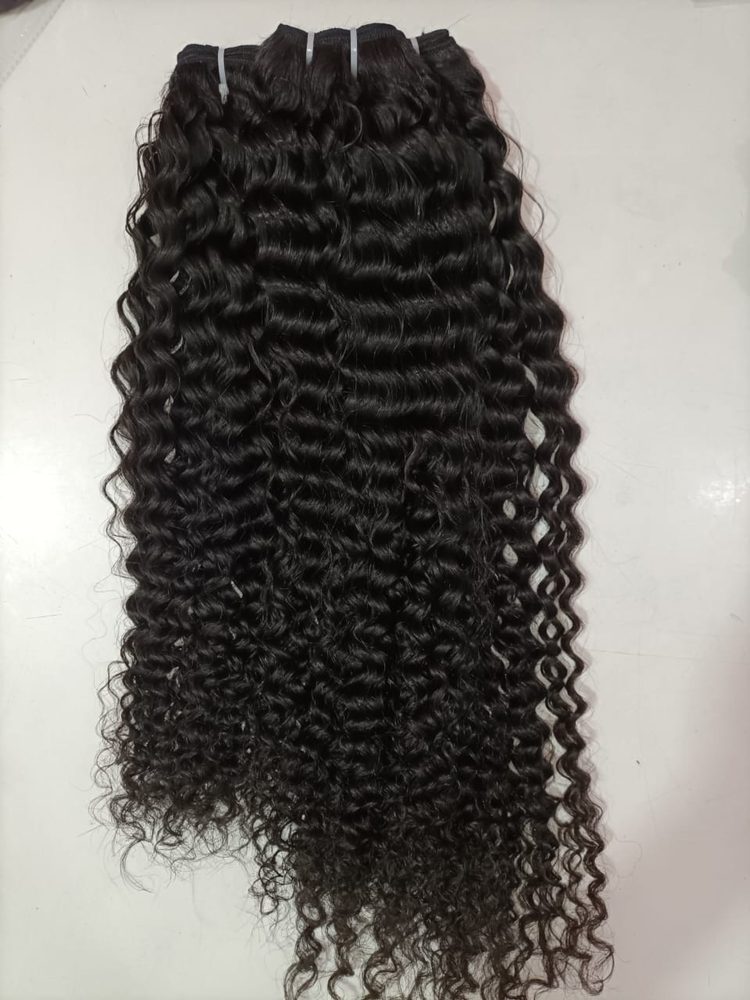 MG Hair Double Drawn Machine Weft Hair Extension – Curly, 1B Natural Black, 20" - Premium Indian Human Hair Extensions Wholesale Supplier