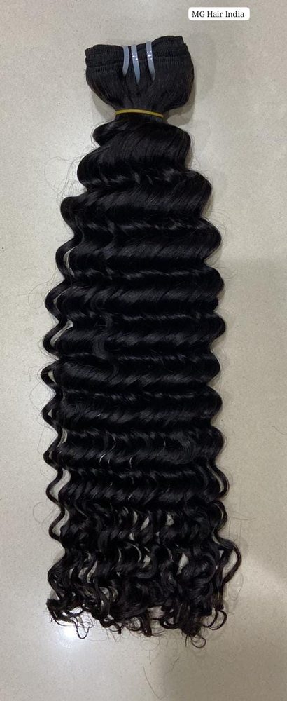 MG Hair Double Drawn Machine Weft Hair Extension – Super Deep Curly, 1B Natural Black, 18" - Premium Indian Human Hair Extensions Wholesale Supplier