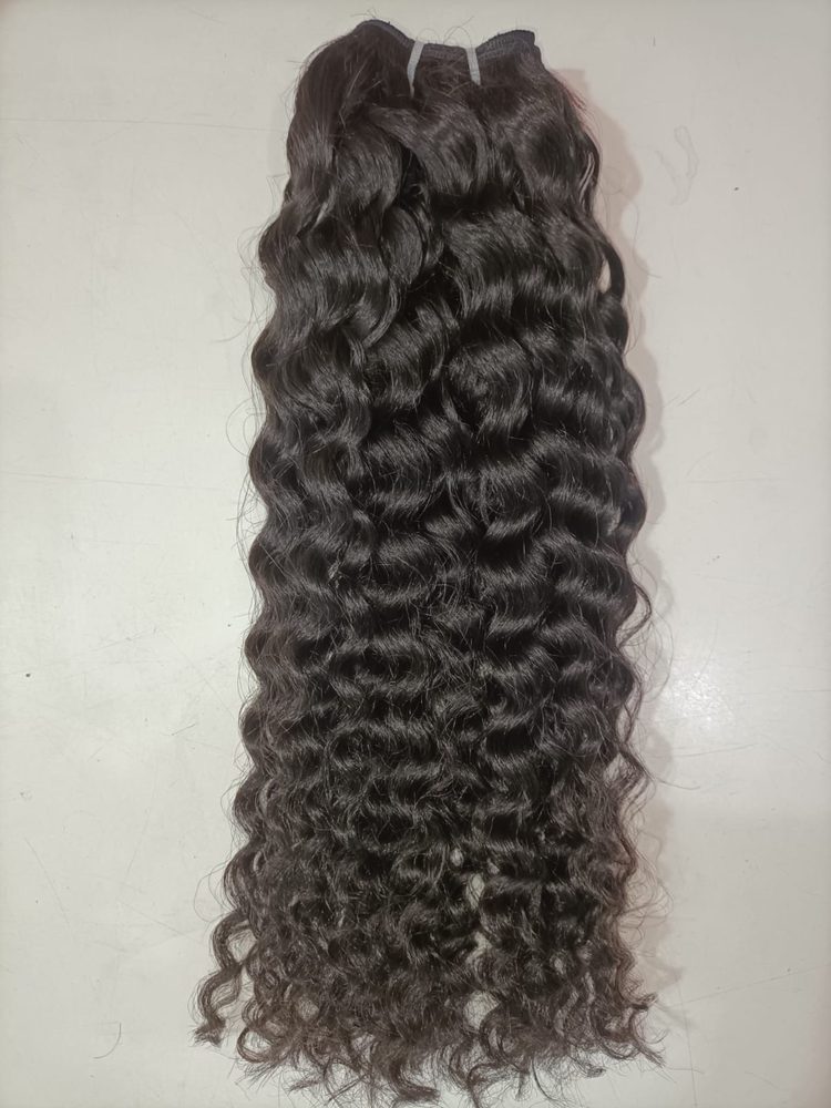 MG Hair Double Drawn Machine Weft Hair Extension – Big Curly, Natural Color, 22" - Premium Indian Human Hair Extensions Wholesale Supplier