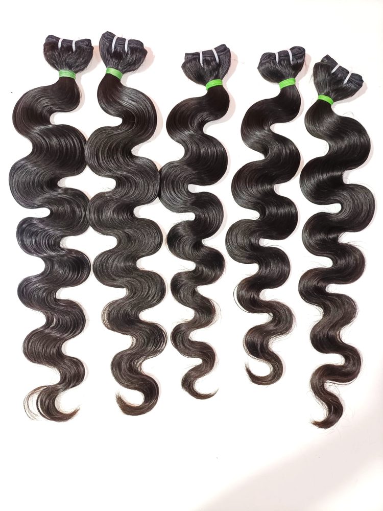 MG Hair Double Drawn Machine Weft Hair Extension – Body Wave, 1B Natural Black, 30" - Premium Indian Human Hair Extensions Wholesale Supplier