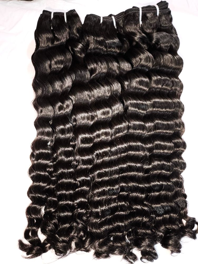 MG Hair Double Drawn Machine Weft Hair Extension – Big Deep Curly, Natural Color, 22" - Premium Indian Human Hair Extensions Wholesale Supplier