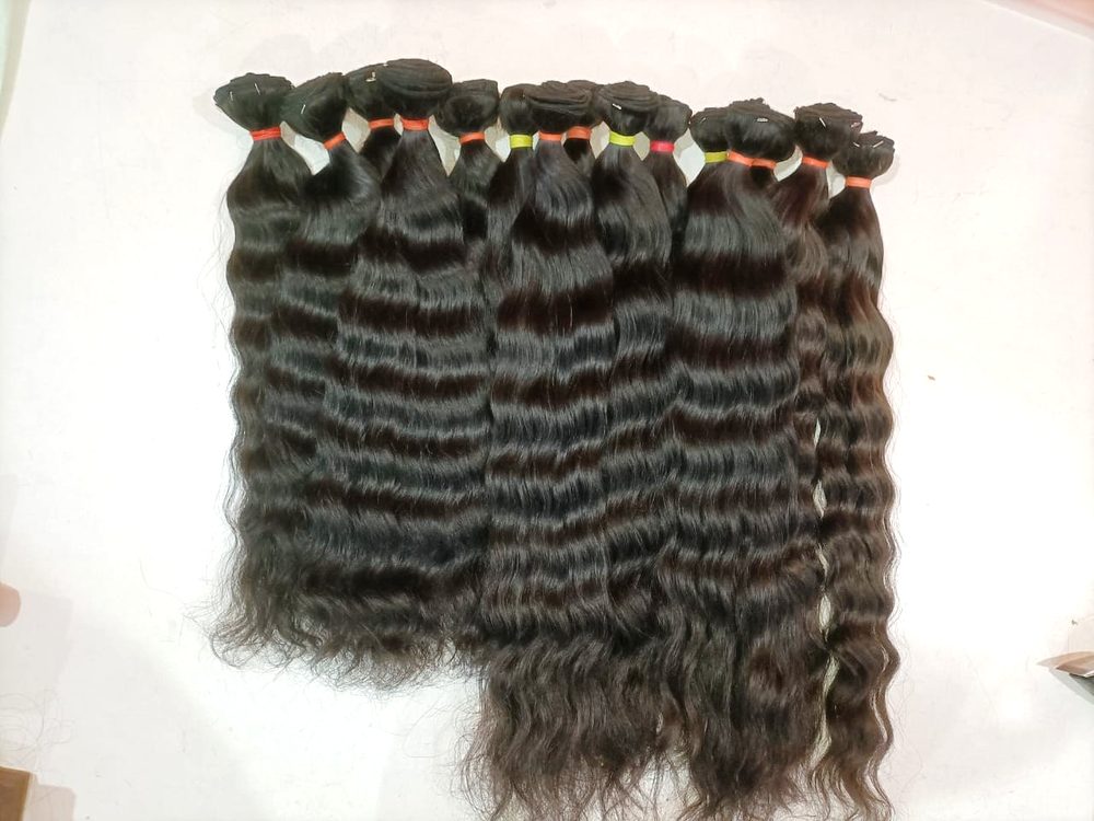 MG Hair Double Drawn Machine Weft Hair Extension – Raw Wavy, Natural Color, 20" - Premium Indian Human Hair Extensions Wholesale Supplier