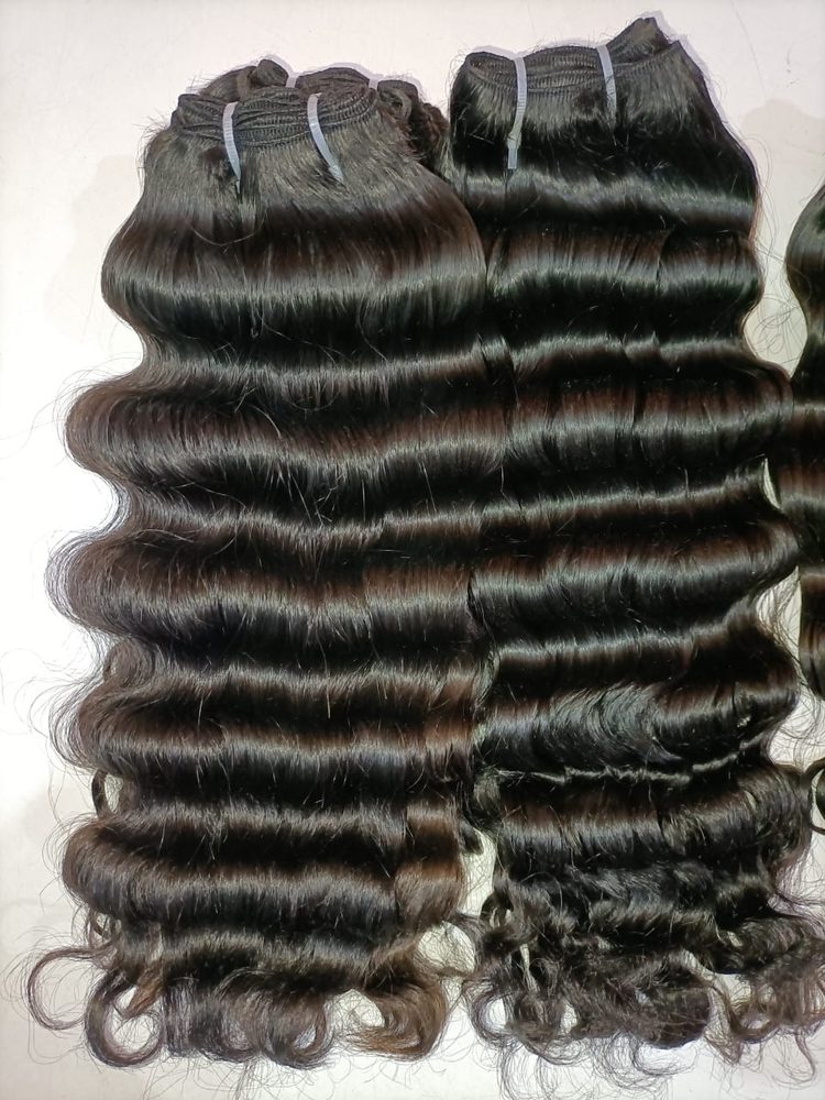 MG Hair Double Drawn Machine Weft Hair Extension – Water Curly, Natural Black, 16" - Premium Indian Human Hair Extensions Wholesale Supplier