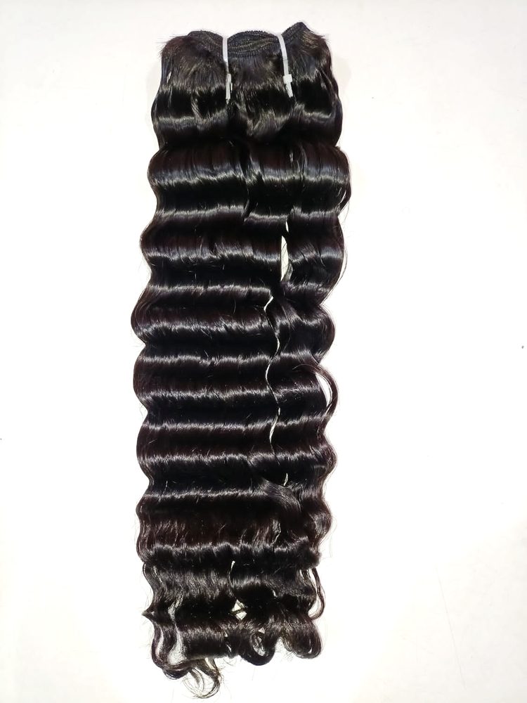 MG Hair Double Drawn Machine Weft Hair Extension – Water Curly, 1B Natural Black, 22" - Premium Indian Human Hair Extensions Wholesale Supplier