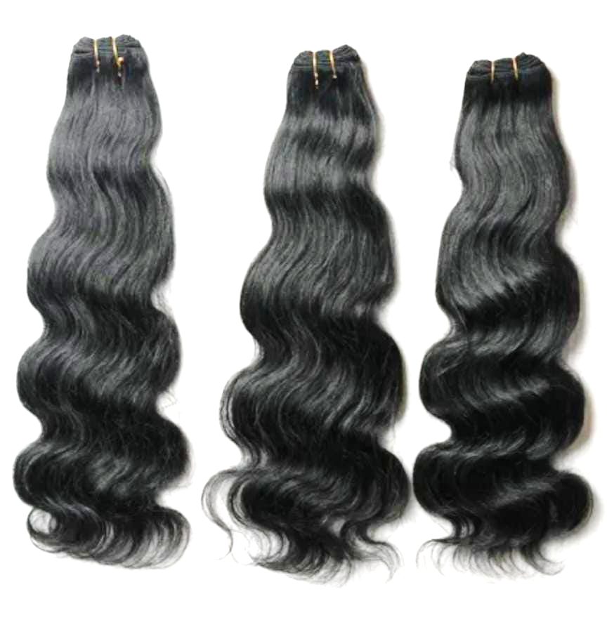 MG Hair Double Drawn Machine Weft Hair Extension – Raw Wave, 1B Natural Black, 24" - Premium Indian Human Hair Extensions Wholesale Supplier