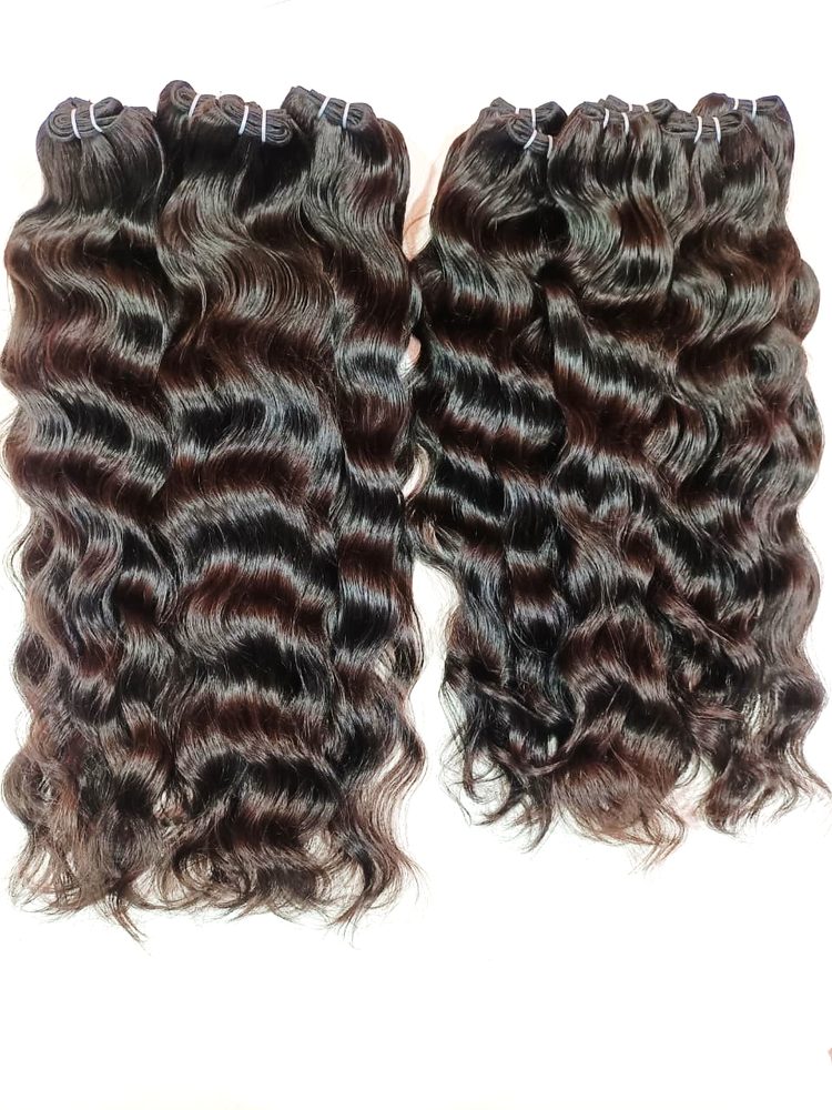 MG Hair Double Drawn Machine Weft Hair Extension – Raw Curly, Natural Brown, 24" - Premium Indian Human Hair Extensions Wholesale Supplier