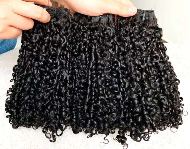 MG Hair Double Drawn Machine Weft Hair Extension – Pixie Curly, #1 Jet Black, 22" - Premium Indian Human Hair Extensions Wholesale Supplier