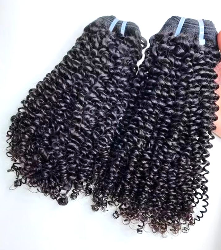 MG Hair Double Drawn Machine Weft Hair Extension – Kinky Curly, 1B Natural Black, 18" - Premium Indian Human Hair Extensions Wholesale Supplier
