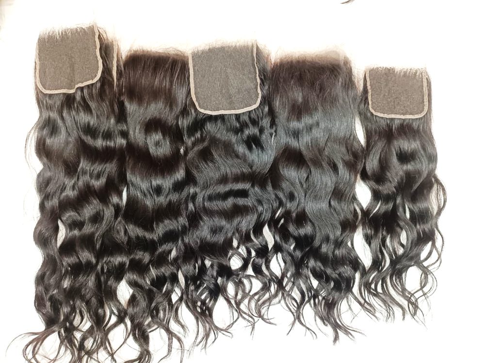 MG Hair 4x4 Lace Closure – Raw Wavy, 1B Natural Black, 20" - Premium Indian Human Hair Extensions Wholesale Supplier