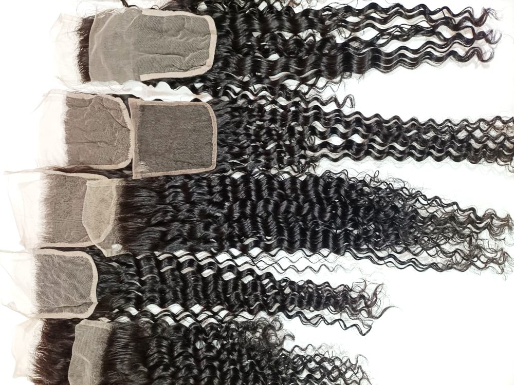 MG Hair HD 4x4 Lace Closure – Jerry Curly, Natural Black, 22" - Premium Indian Human Hair Extensions Wholesale Supplier