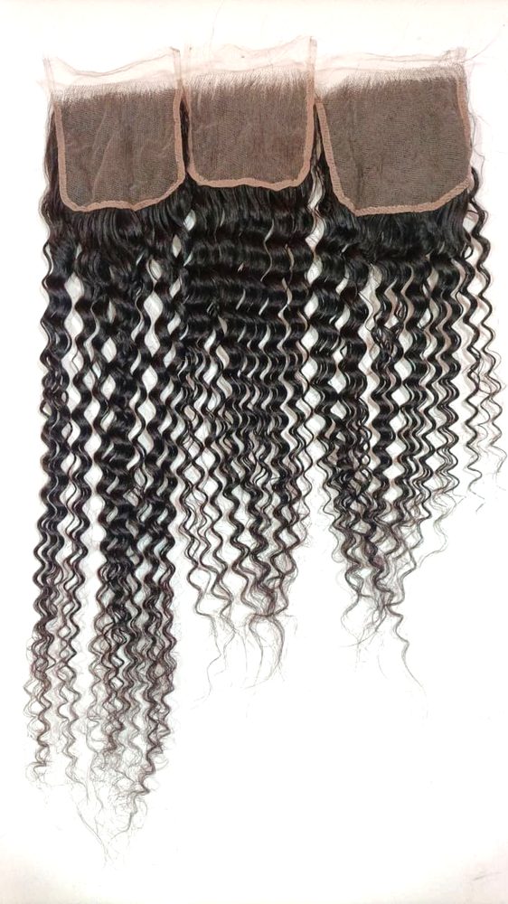 MG Hair 5x5 Lace Closure – Pixie Curly, #1 Jet Black, 18" - Premium Indian Human Hair Extensions Wholesale Supplier