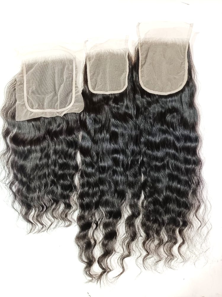 MG Hair 4x4 Lace Closure – Raw Curly, 1B Natural Black, 22" - Premium Indian Human Hair Extensions Wholesale Supplier