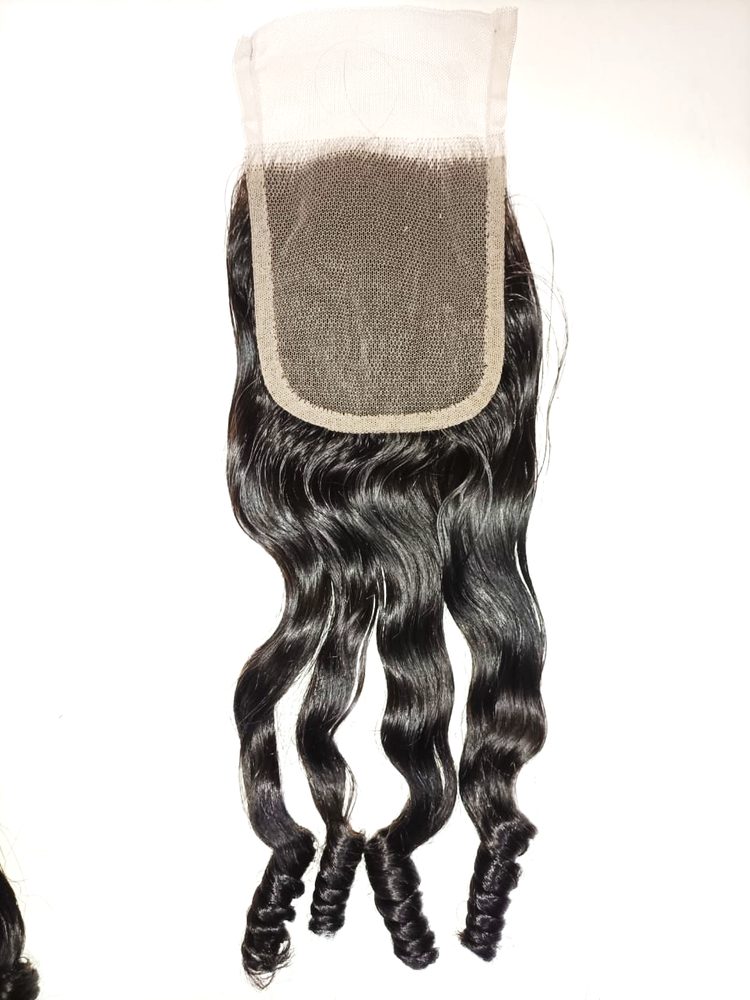 MG Hair HD 4x4 Lace Closure – Fumi Curly, Natural Black, 22" - Premium Indian Human Hair Extensions Wholesale Supplier