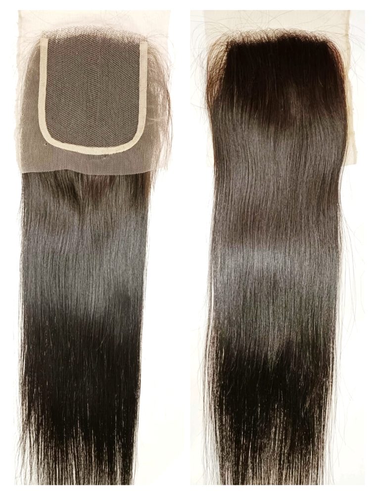 MG Hair 4x4 Lace Closure – Silky Straight, 1B Natural Black, 18" - Premium Indian Human Hair Extensions Wholesale Supplier