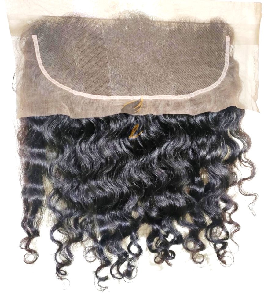 MG Hair 13x7 Frontal Lace Closure – Raw Curly, Natural Color, 18" - Premium Indian Human Hair Extensions Wholesale Supplier