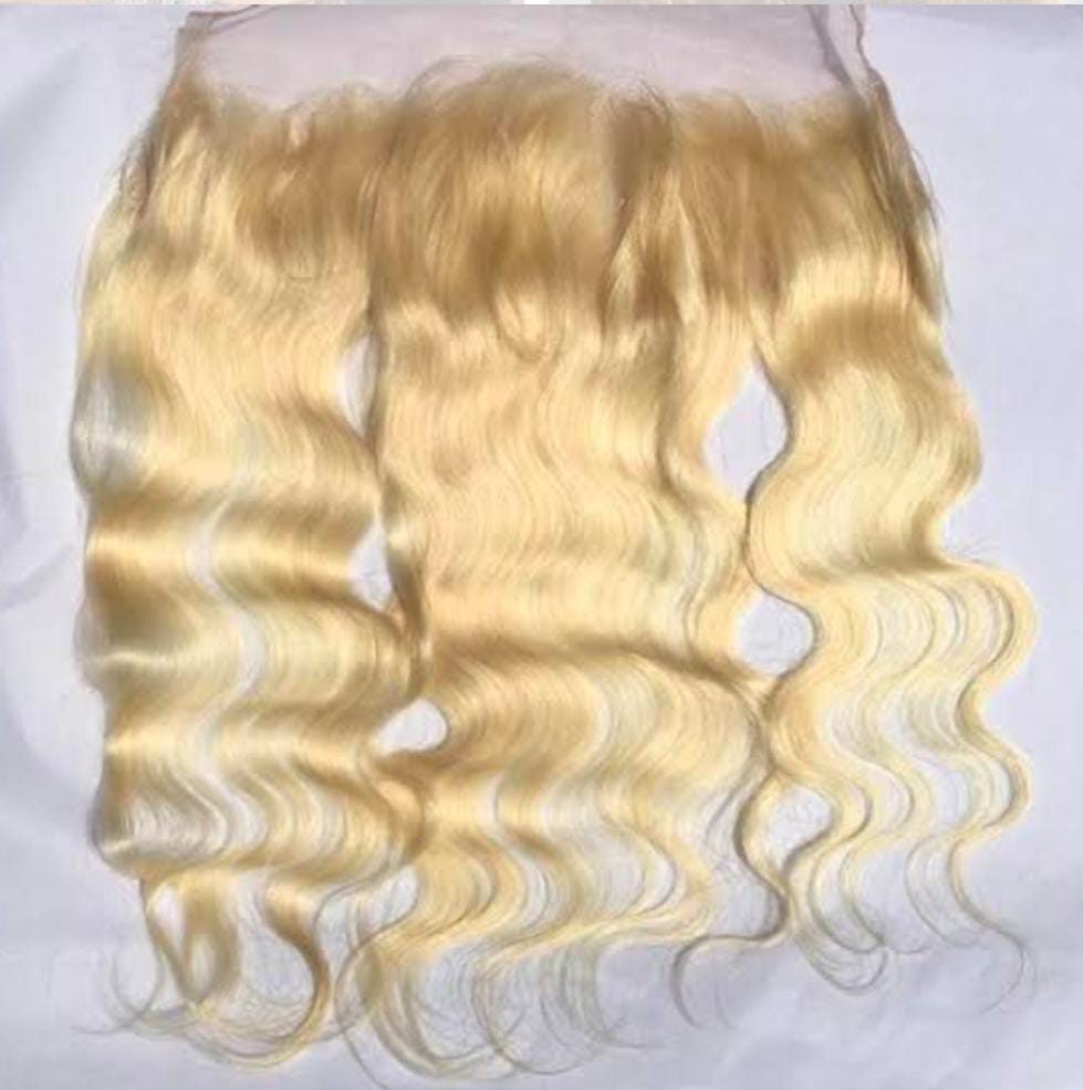 MG Hair HD 13x4 Frontal Lace Closure – Wavy, #613 Blonde, 18" - Premium Indian Human Hair Extensions Wholesale Supplier