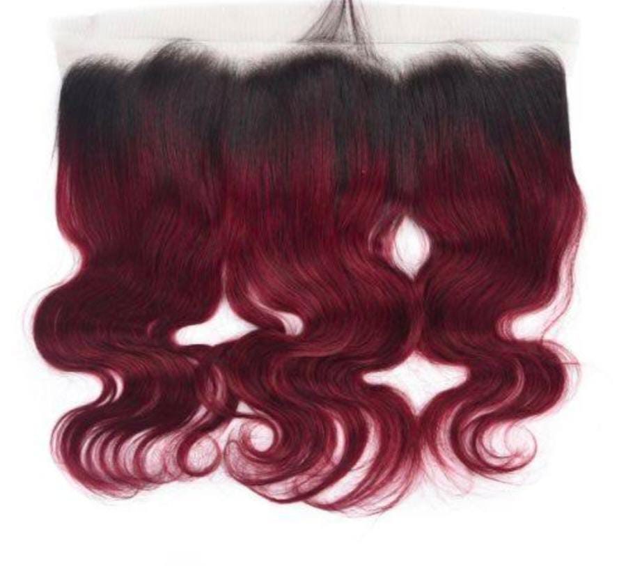 MG Hair 13x5 Frontal Lace Closure – Wave, 1B/6 Ombre, 18" - Premium Indian Human Hair Extensions Wholesale Supplier